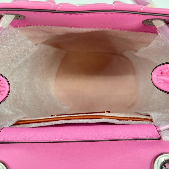 Coach Tabby Backpack Pillow Quilting Nappa Leather Pink Convertible Chain Strap - Picture 3 of 16